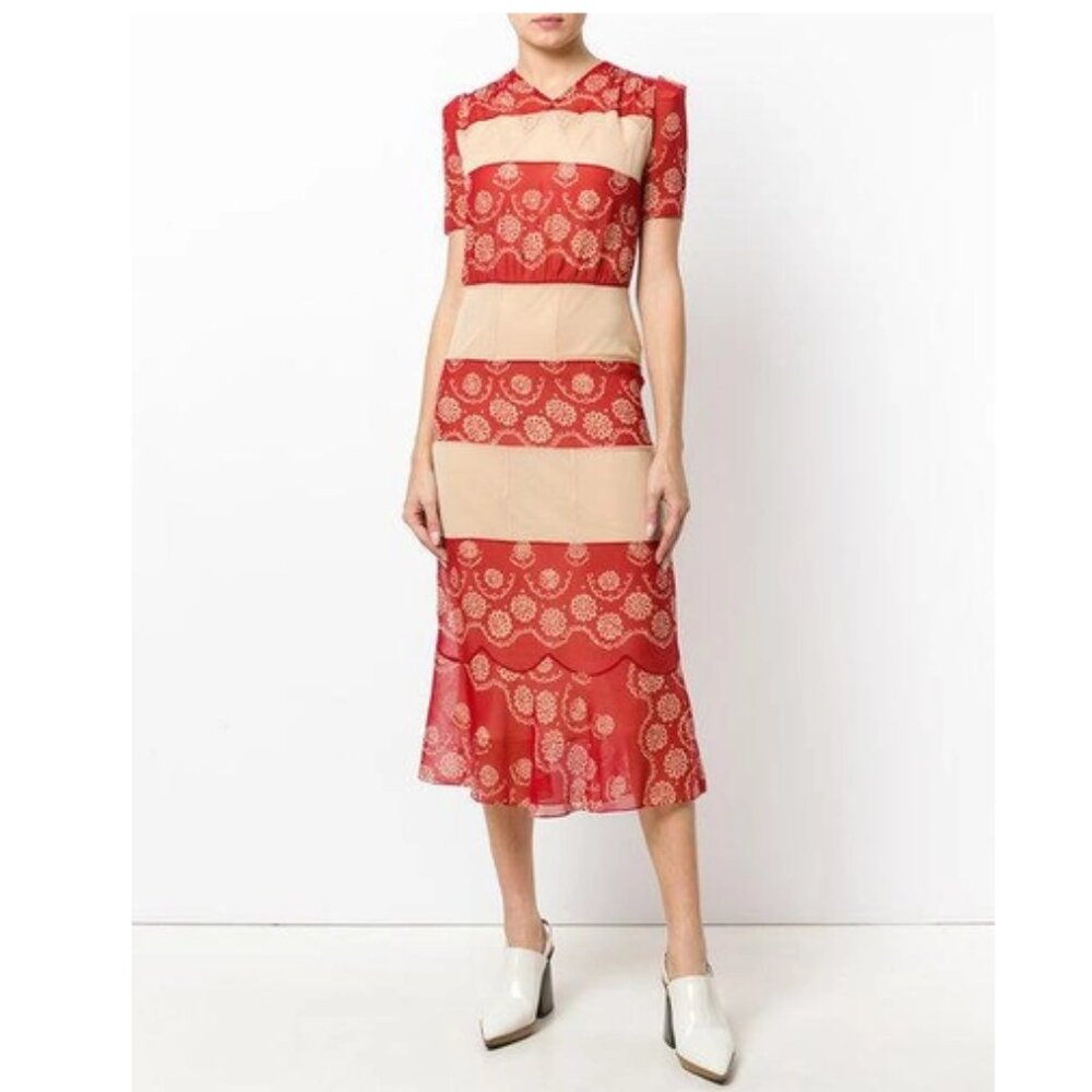 Maison Margiela Floral Red Midi Dress